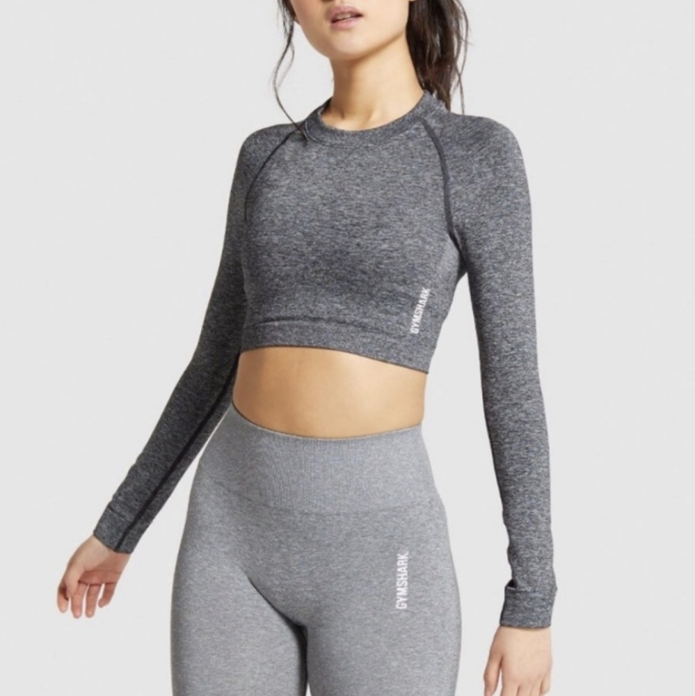 Gymshark Adapt Marl Seamless Crop Top Gray - Like New
